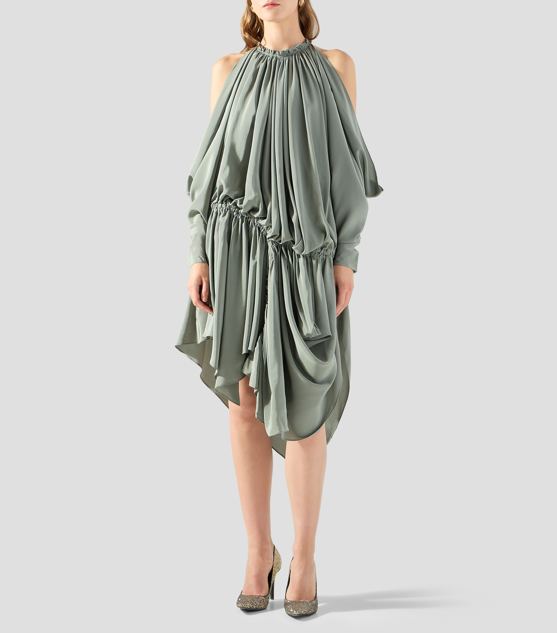 Vestido mini con manga larga lisa Mujer